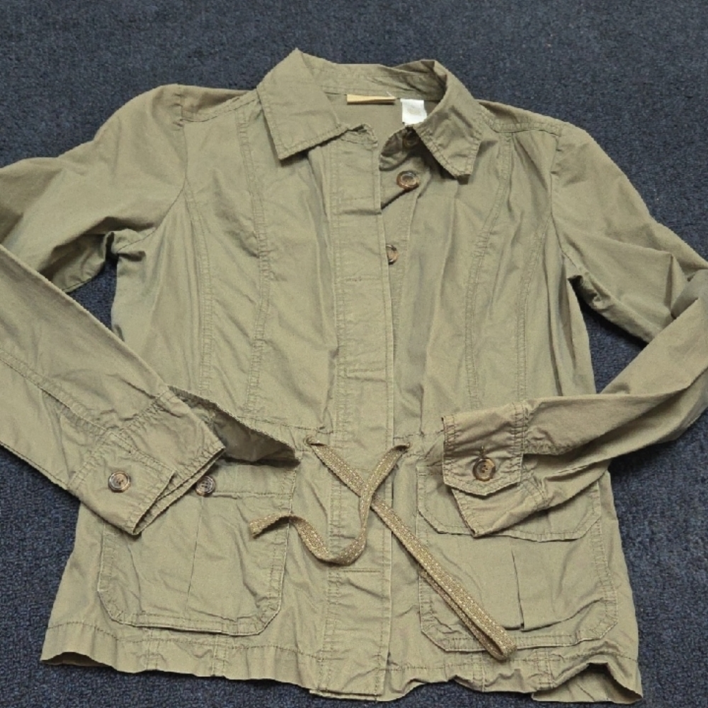 Liz Claiborne Tan Utility Jacket with Belted Waist
